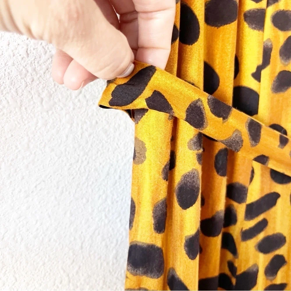 Anthropologie Porridge Vianne Leopard Print Maxi Shirt Dress Belted Button Down